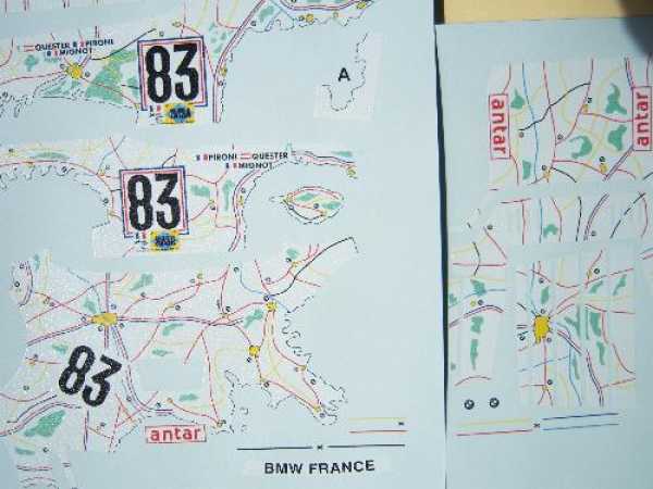 BMW M1 24h Le Mans 1980  Map of France Start Nr. 83  Maßstab 1:24