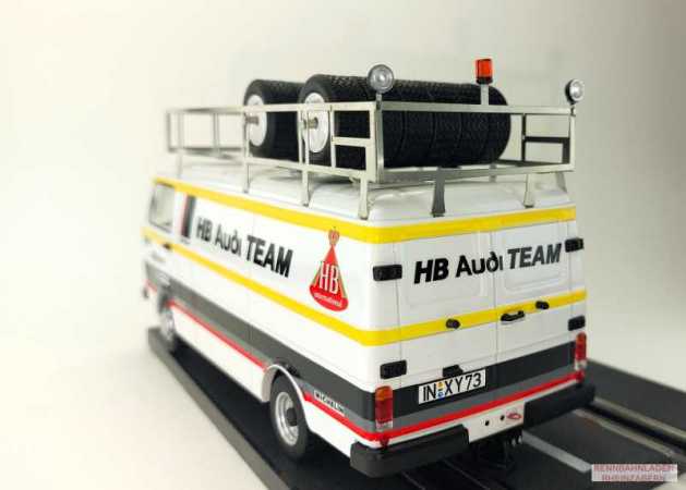 Super-set Audi Sport bestehend aus VW LT45Trailer mit Audi Sport Quattro S1 Röhrl/Geistdörfer Rally Monte Carlo 1986 Versandkostenfrei