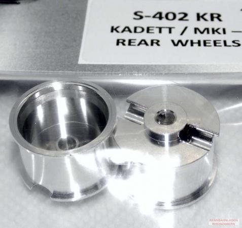 Felgen hinten Aluminium f.Slotcars 1:24 BRM Escort, Giulia u.Kadett