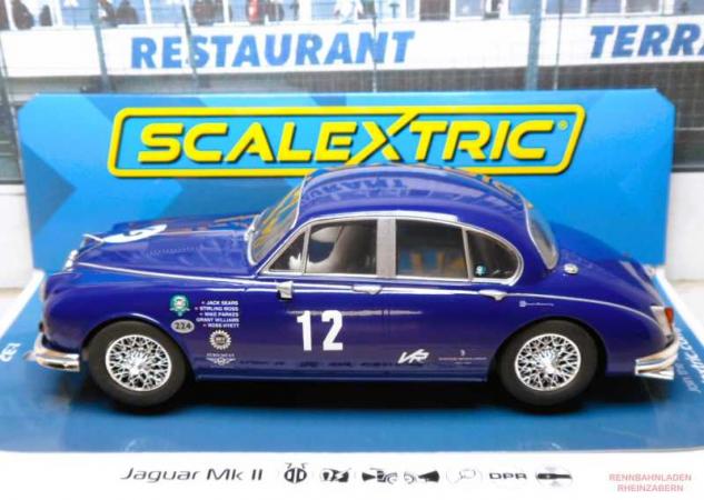 Jaguar MK2 - Grant Williams Racing Scalextric 1:32 C4596 High Detailed Body, Front / Rear Lighting, DPR (Scalextric Digital / Carrera Digital 132 vorbereitet), Magnatraction,  #1