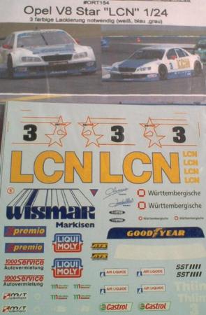 Opel V8 Star SST -LCN- Thiim Start-Nr.: 3 Decal Bogen 1:24 (Wasserschieber)