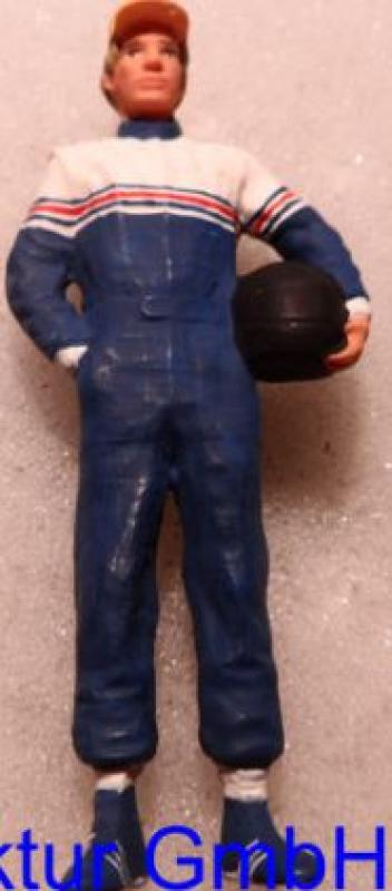 Rennfahrer mit Helm, blau 1970 1:32