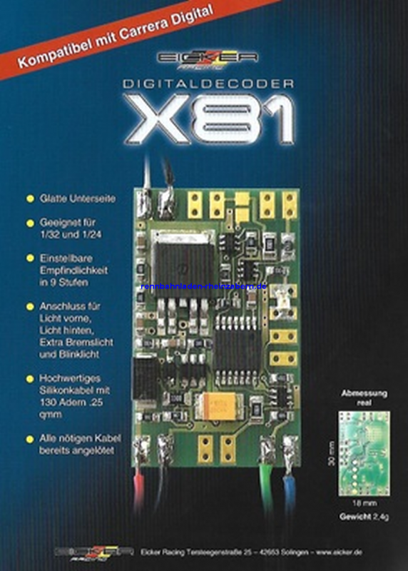 Digital Decoder Eicker X81 mit Auspuff Flammen ohne Kabel 