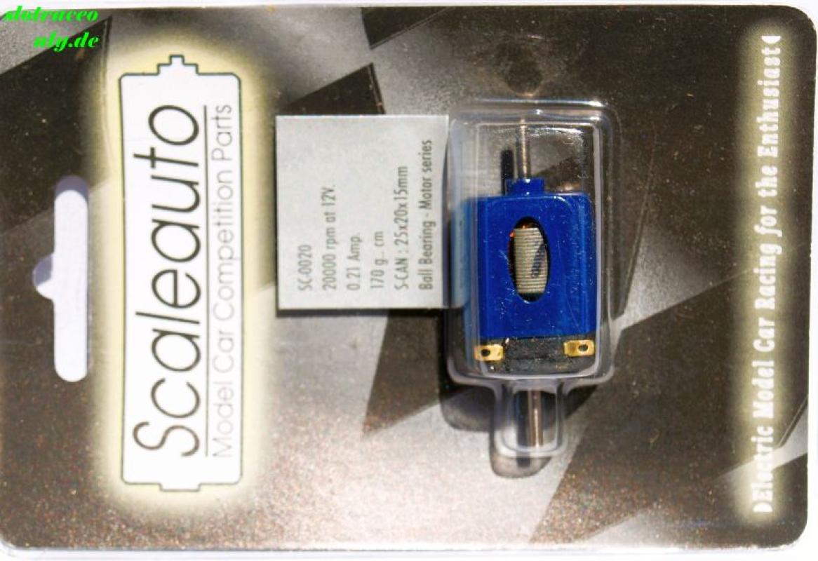 Motor Scaleauto SC-20 (20000U@12V) Universal Can mit Kugellager und Ø2mm Welle beidseitig SC0020