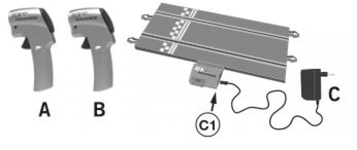 Start upgrade SCX Digital zu SCX Advance Ein/Umsteiger SET bestehend aus ADVANCE Anschlußstück, Trafo, 2 Handregler ADVANCE 1.0 und 2 Digital Decoder ADVANCE 1.0 (können in Fahrzeuge ab 2008 einge