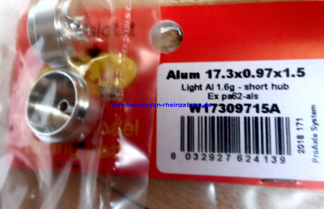 Felgen Alu 17,3x9,75/10,25 mm Aluminium für Achse 2,38mm (PA19AL o.Dist/ PA62.)