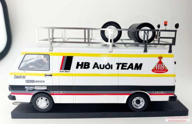 Super-set Audi Sport bestehend aus VW LT45Trailer mit Audi Sport Quattro S1 Röhrl/Geistdörfer Rally Monte Carlo 1986 Versandkostenfrei