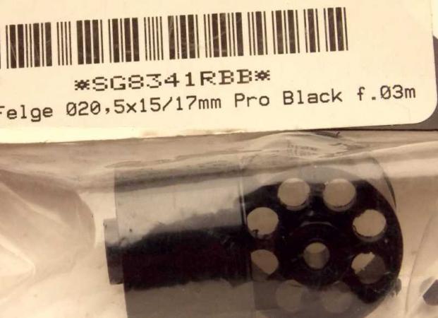 Felge D 20.5 x 17 mm Pro Black für 3mm Achse Aluminium schwarz eloxiert